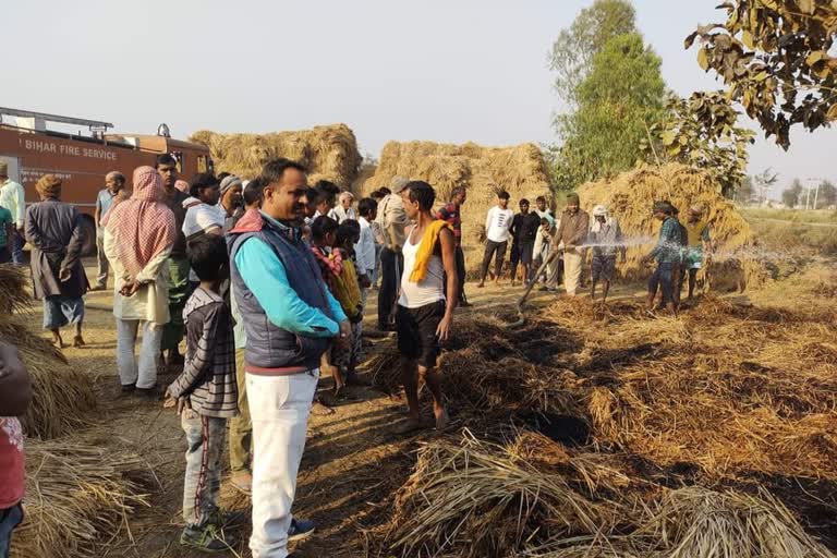 Fire in paddy crop in Rohtas