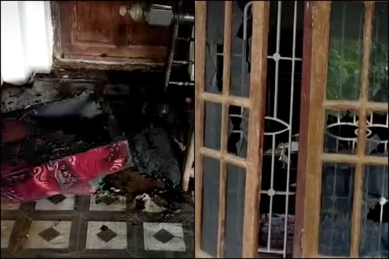 Congress leaders home attacked  DCC general secretary's home attacked  kannur congress leader home attacked  ഡിസിസി ജനറൽ സെക്രട്ടറിയുടെ വീട് ആക്രമിച്ചു  കോൺഗ്രസ് നേതാവിന്‍റെ വീടിന് ആക്രമണം  കണ്ണൂർ കോൺഗ്രസ് നേതാവിന്‍റെ വീട് ആക്രമിച്ചു