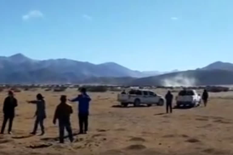 Chinese vehicles present at  Changthang area of Nyoma block in Ladakh's Leh district emerged on Sunday