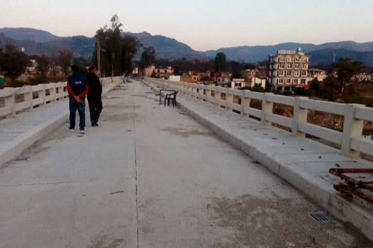 Construction of Approach Ball on the bridge at Seer Khad in Jahu started