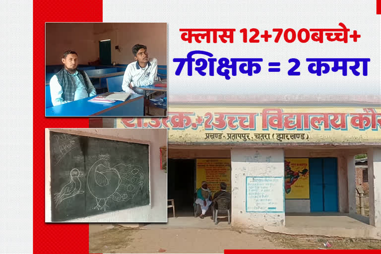 700 hundred students in two class room in a school of chatara