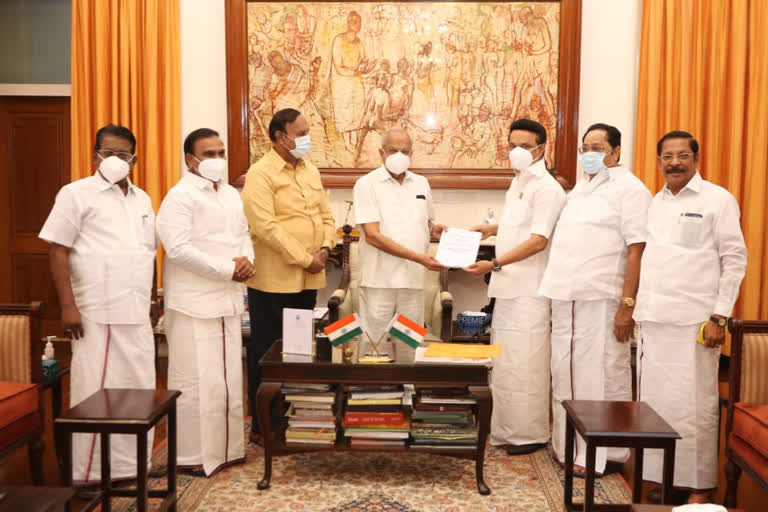 dmk submitted 97 page scam report of admk govt to the governor