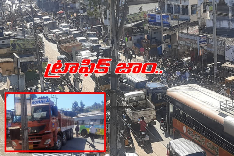 Heavy traffic at paderu