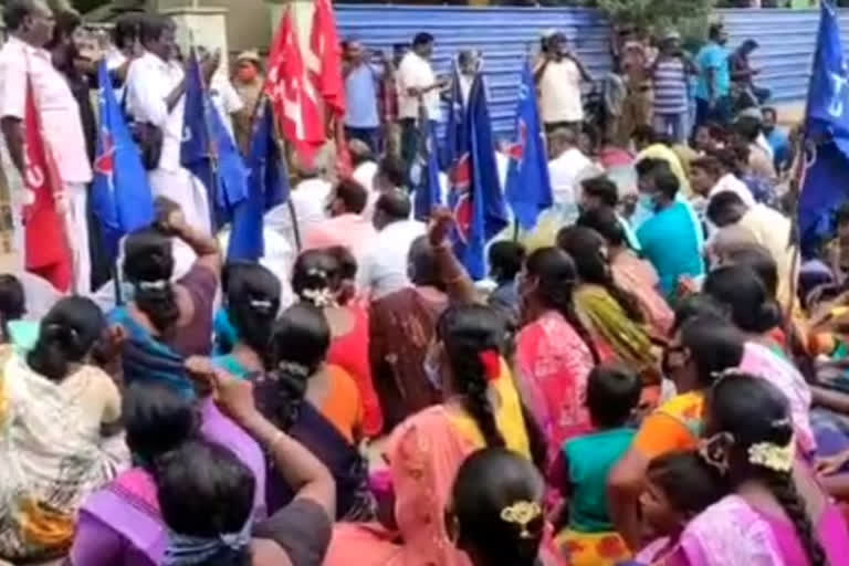 fishermen citu union protest to remove private resort in ramnad