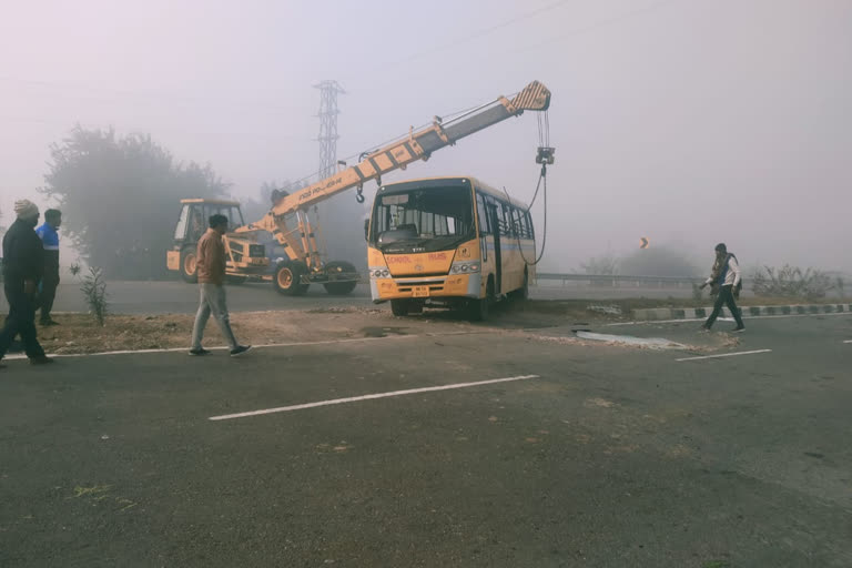 truck collides with school bus in Jind