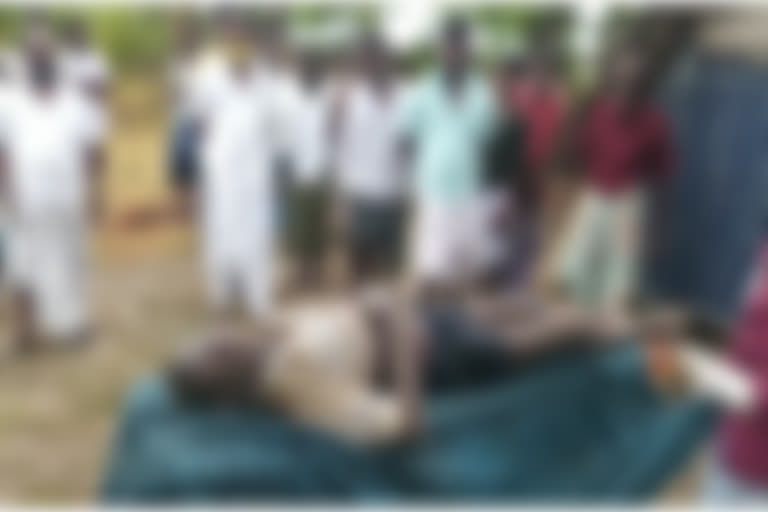 Old man drowning water in Thiruvarur