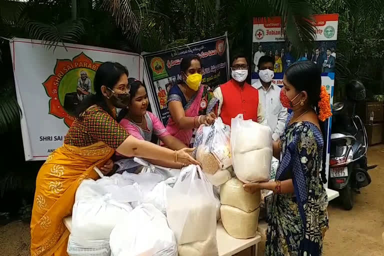 groceries distribution, red cross society 