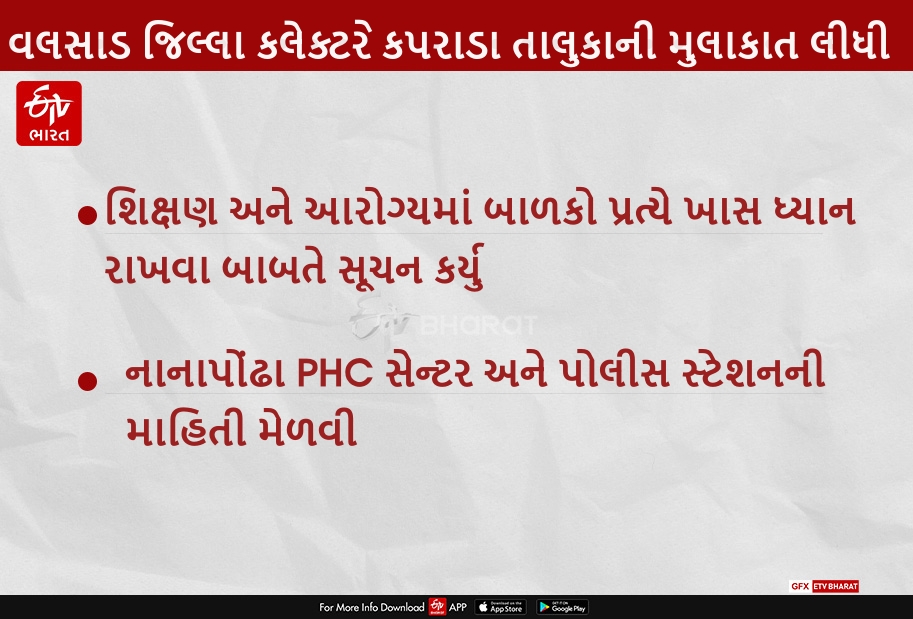 વલસાડ જિલ્લા કલેક્ટરે કપરાડા તાલુકાની મુલાકાત લીધી