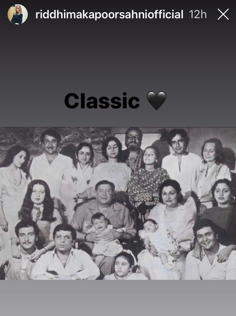 Riddhima Kapoor shares a 'classic' Kapoor family portrait