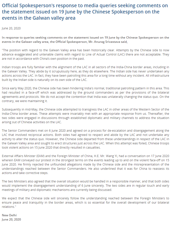 mea on Chinese claims to LAC