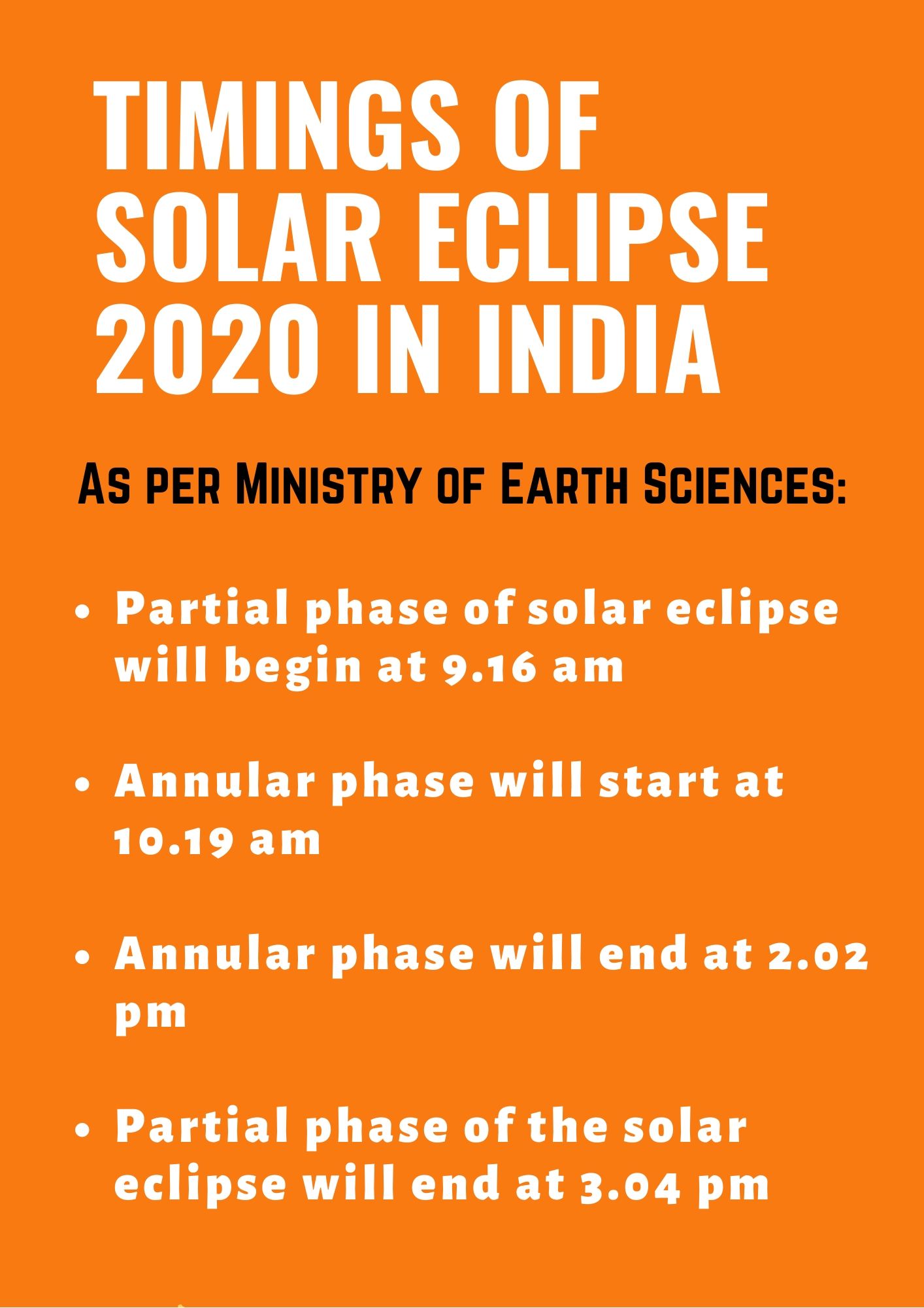 Timings of solar eclipse (Surya Grahan) 2020 in India