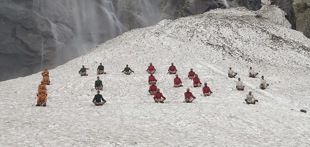 ITBP personnel practise Yoga in sub-zero temperature in Ladakh