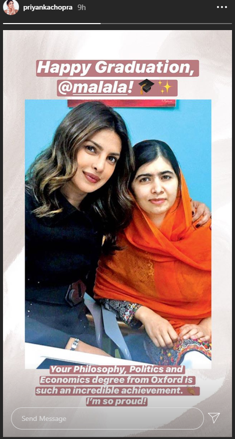 priyanka chopra extends best wishes to oxford graduate malala