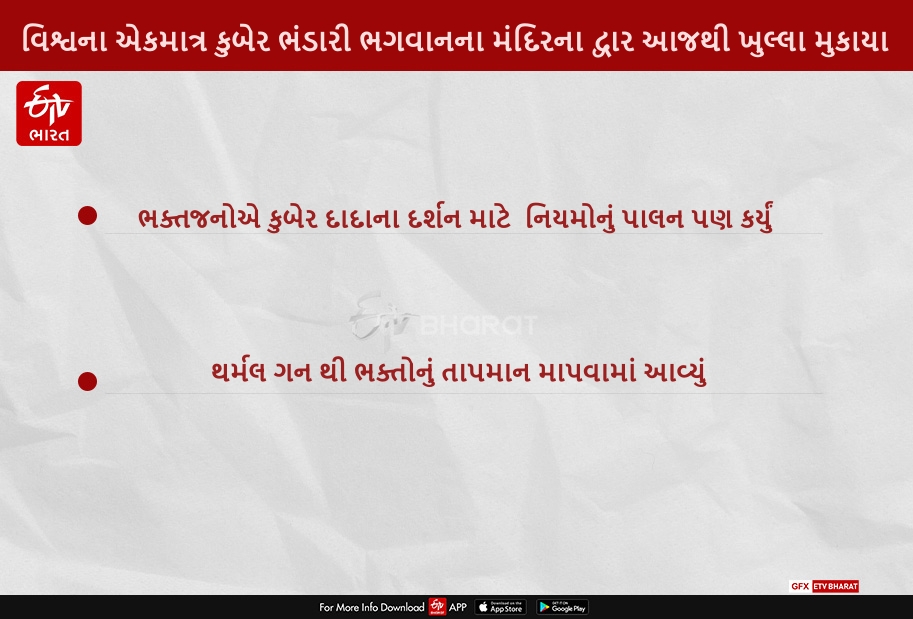 ડભોઇમાં વિશ્વના એકમાત્ર કુબેર ભંડારી ભગવાનના મંદિરના દ્વાર આજથી ખુલ્લા મુકાયા