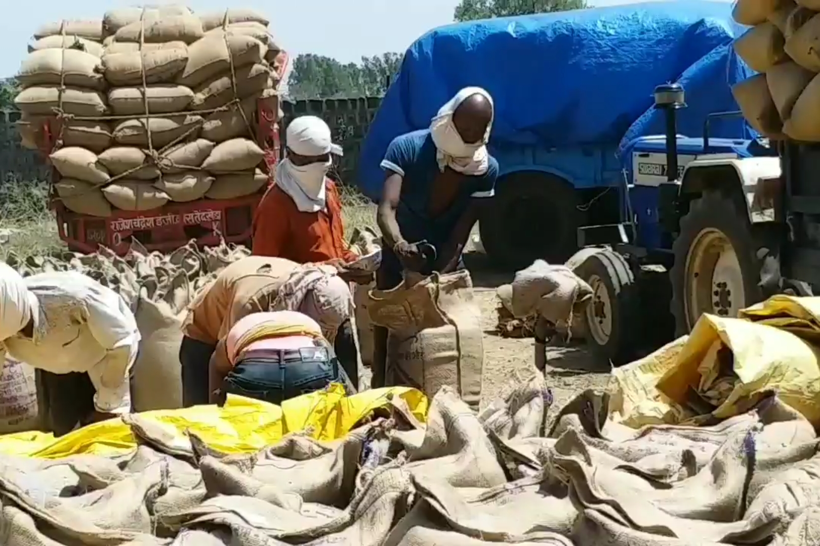 Wheat is being returned to farmers after weighing in procurement center