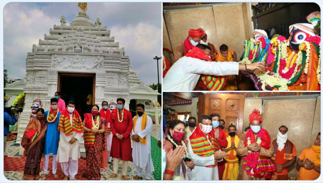 Dharmendra Pradhan visits Jagannath Temple in Hauz Khas