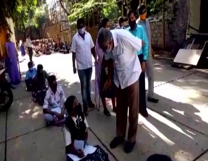 Students writing their Secondary School Leaving Certificate (SSLC) exams in karnataka