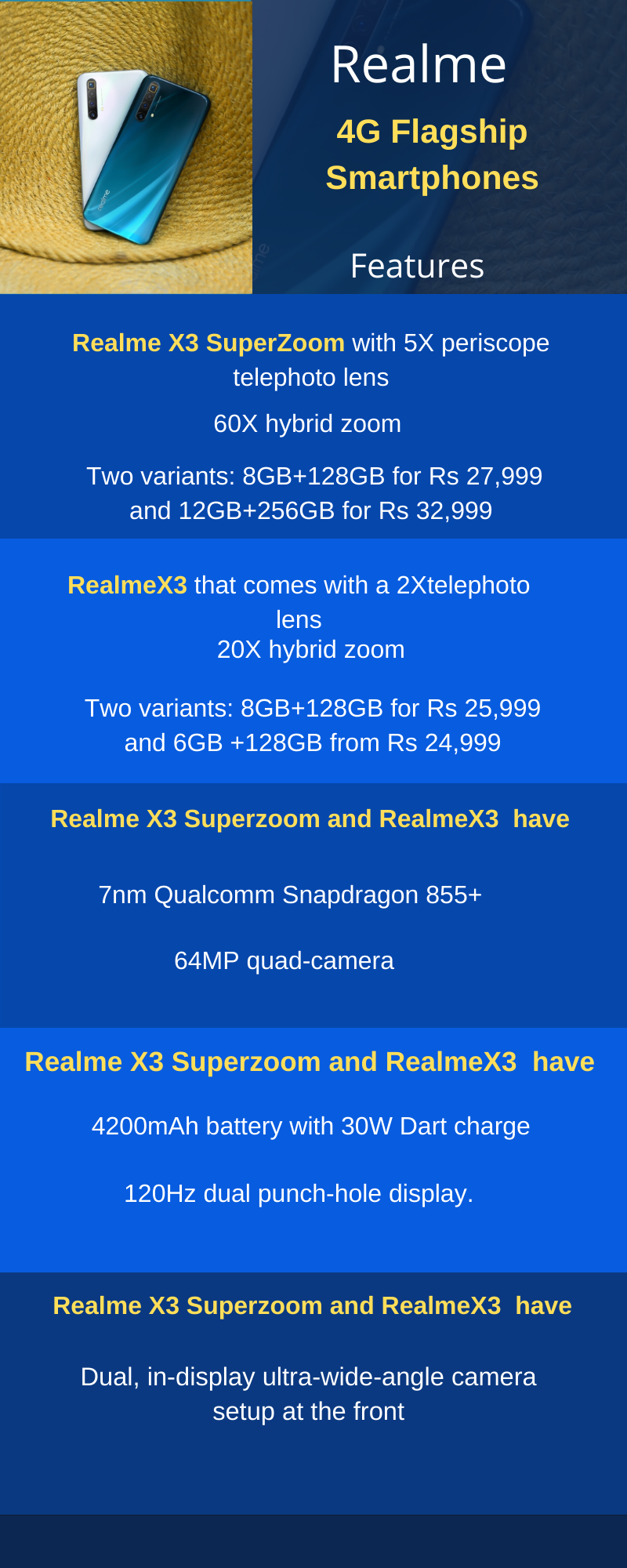 Realme X3 and X3 SuperZoom,features of realme x3 and x3 pro