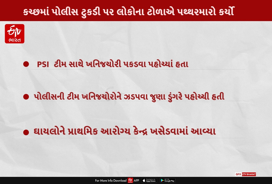 કચ્છમાં પોલીસ ટુકડી પર અંદાજે 150 લોકોના ટોળાએ પથ્થરમારો કર્યો