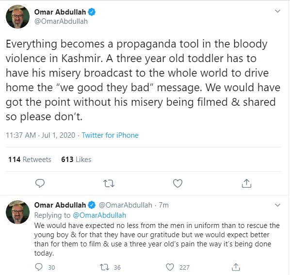 EVERYTHING BECOMES A TOOL OF PROPAGANDA IN BLOODY KASHMIR VIOLENCE: OMAR ABDULLAH