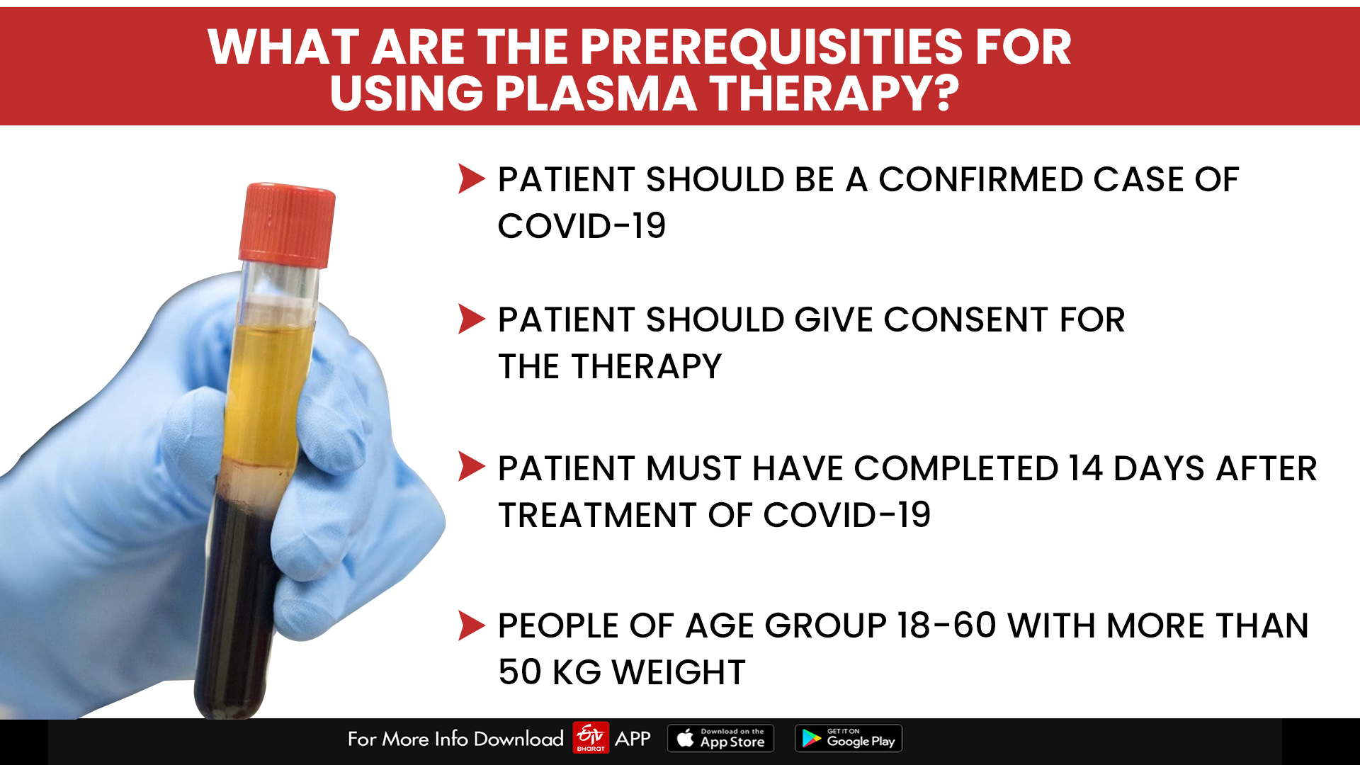 WHAT ARE THE PREREQUISITIES FOR USING PLASMA THERAPY?