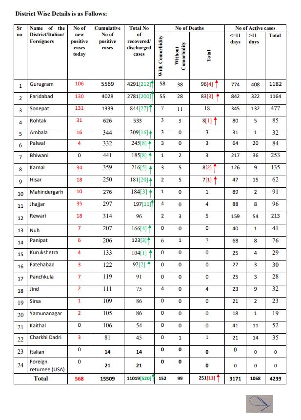 haryana corona update