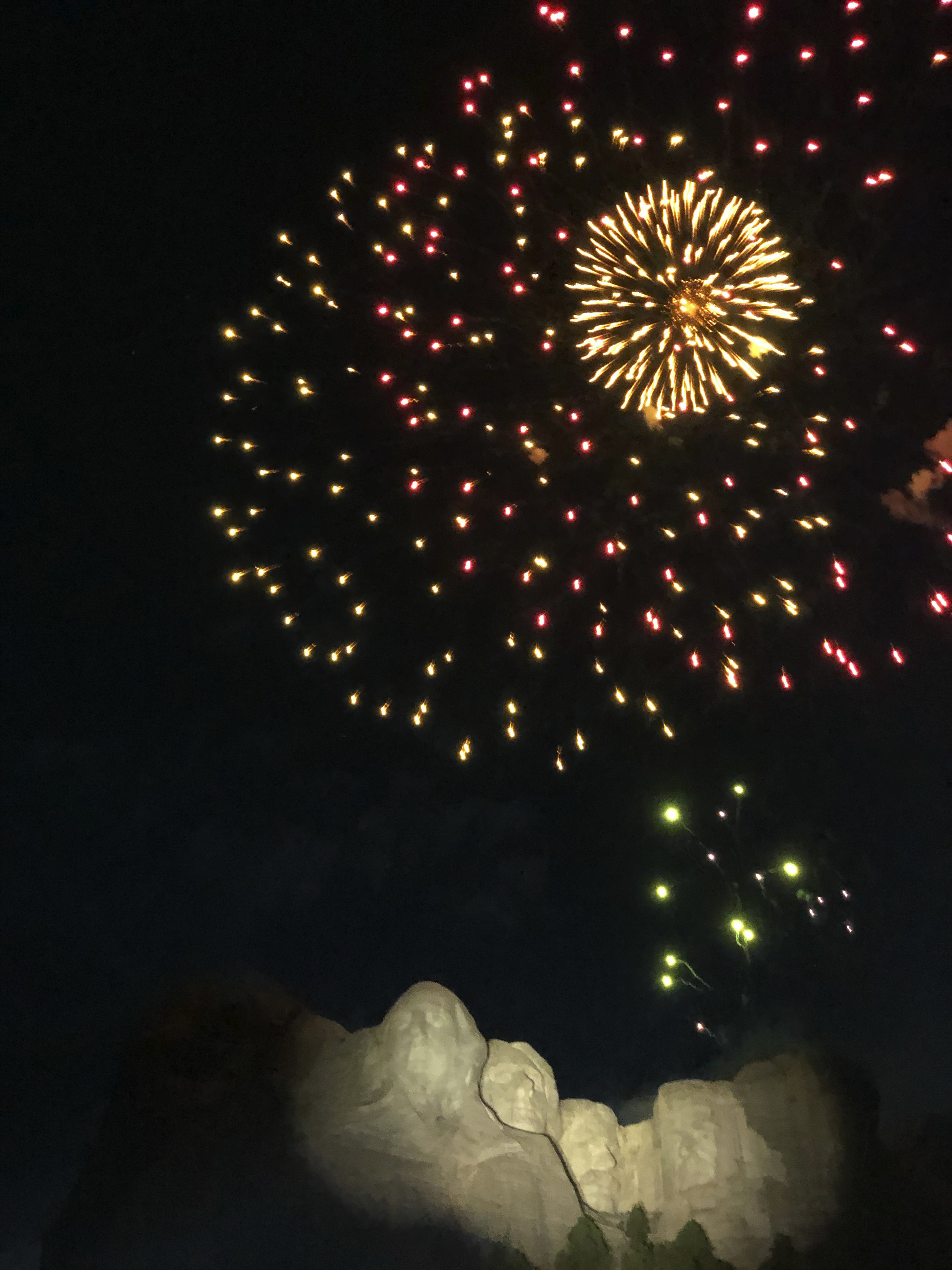 Fireworks light the sky at Mount Rushmore National Memorial, on Friday.