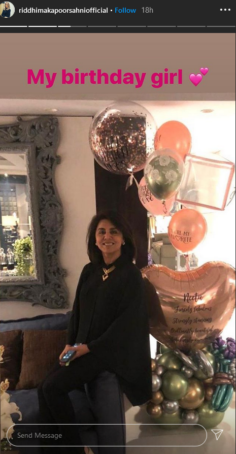 neetu kapoor birthday daughter riddhima kapoor wish special post