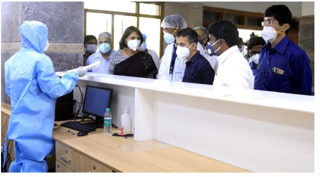 Central team visited the exclusive COVID-19 hospital at the Tamil Nadu Government Multi Super Speciality Hospital