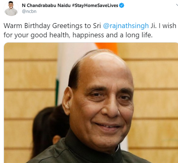 chandra babu birthday wishes to rajnath singh