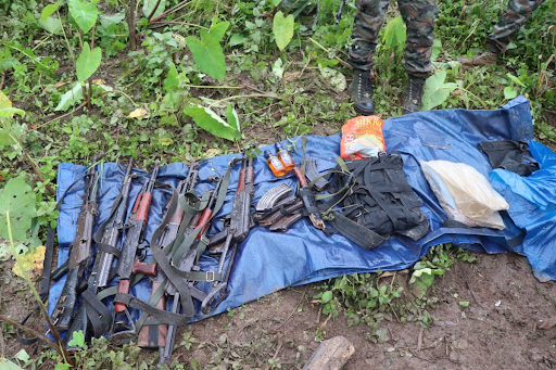 Six weapons were recovered from the area