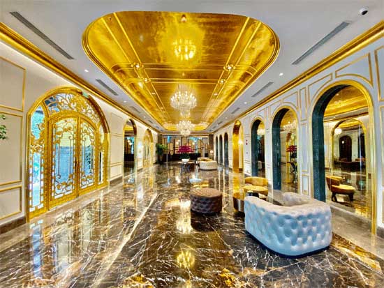 Hanoi golden lake hotel with gold plated exterior and interior