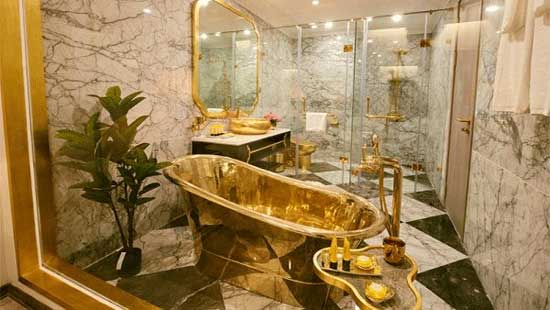 Hanoi golden lake hotel with gold plated exterior and interior