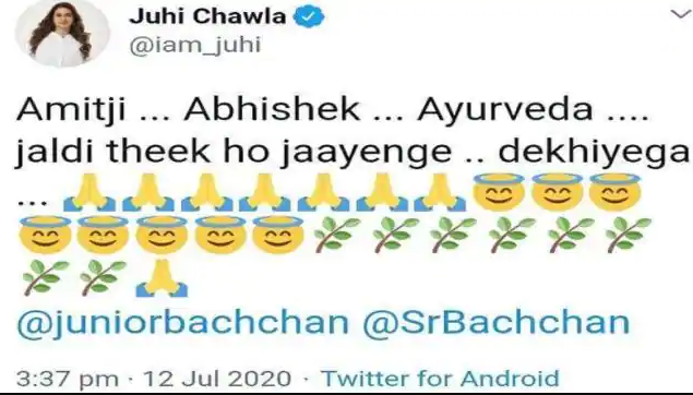 juhi chawla troll on twitter for tweeting about amitabh bachchan abhishek bachchan well being