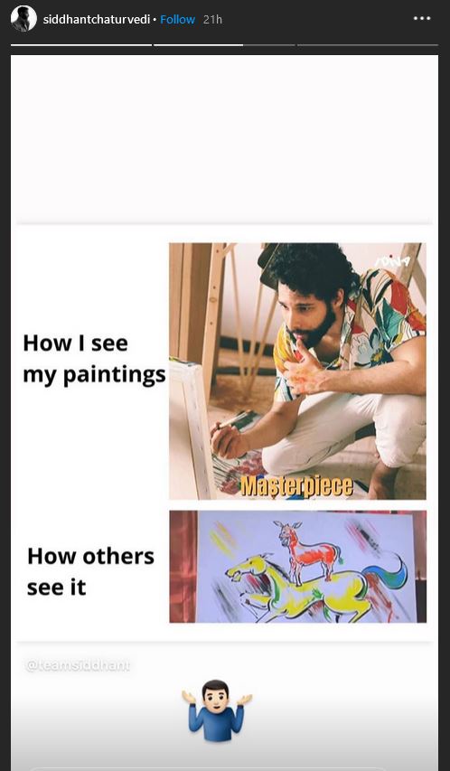 siddhant chaturvedi shares memes on himself