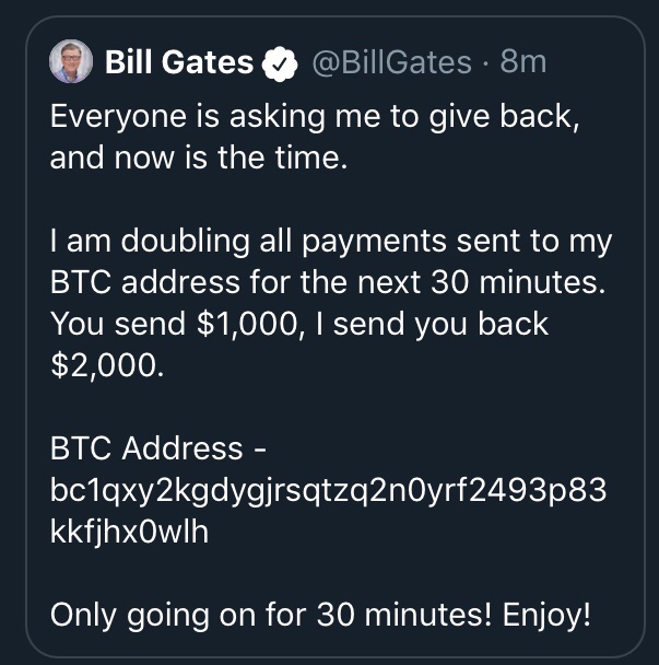 joe biden elon musk bill gates twitter accounts hacked to run bitcoin scam