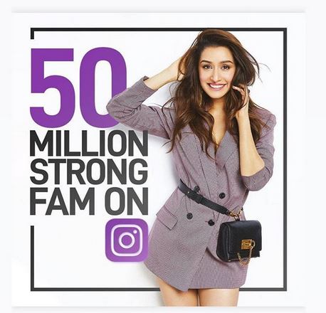 Shraddha kapoor overwhelmed as her instagram family grows 50 million stronger