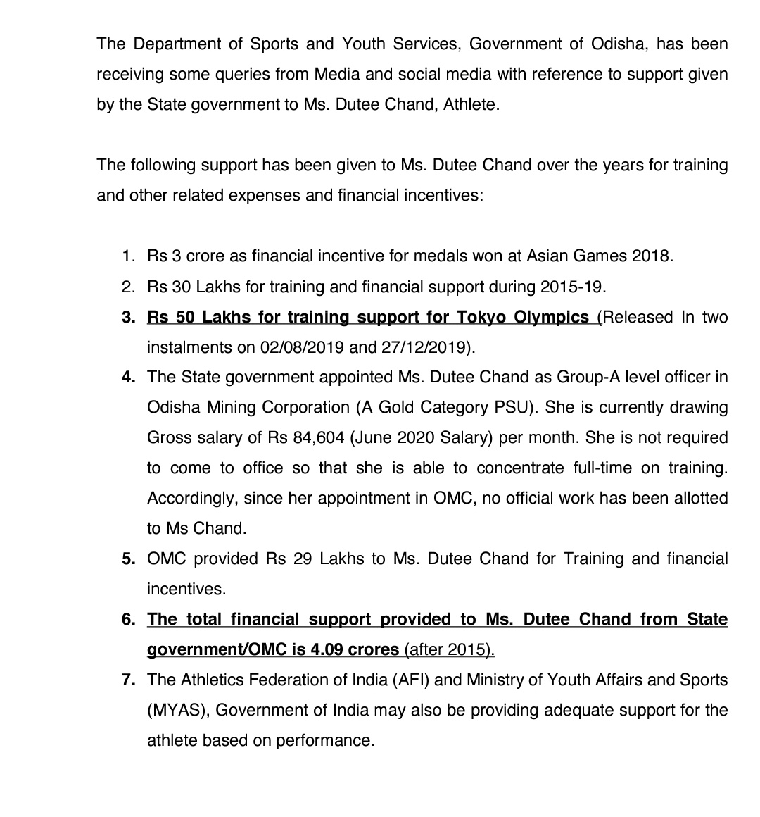 sports-department-of-odisha-clarified-on-dutee-chands-olympic-practice-comments