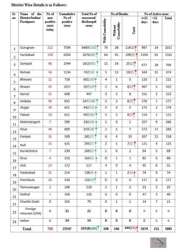 haryana coronavirus update 18 july