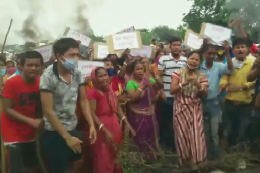 Clash breaks out between security personnel and locals, during the protest against an alleged gang-rape