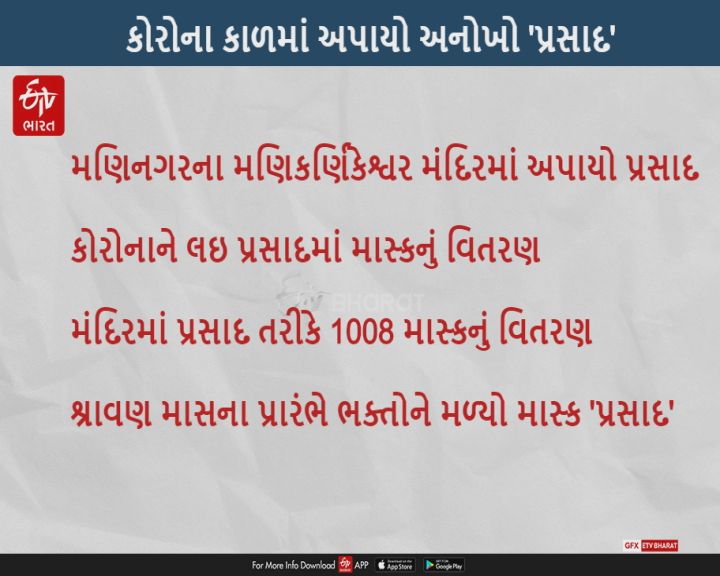 અમદાવાદમાં શ્રાવણ માસના પ્રથમ દિવસે 1008 માસ્કનું વિતરણ