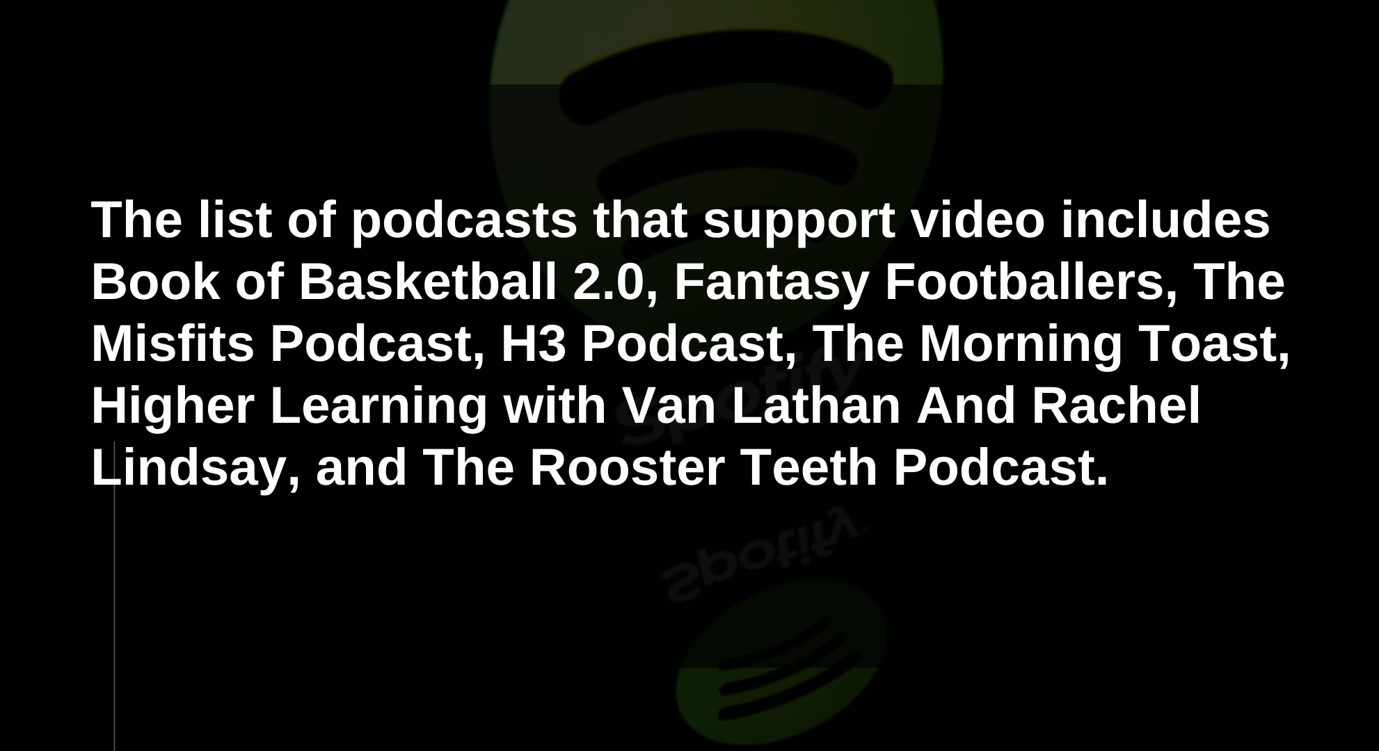 spotify video podcast,features of spotify video podcast