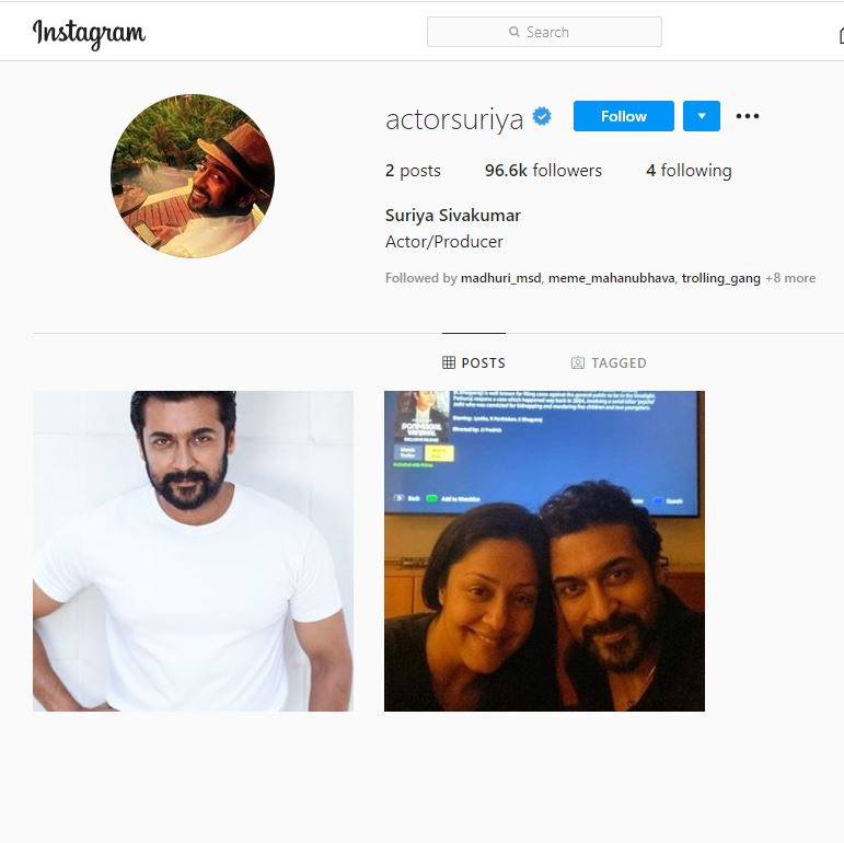 suriya insta account