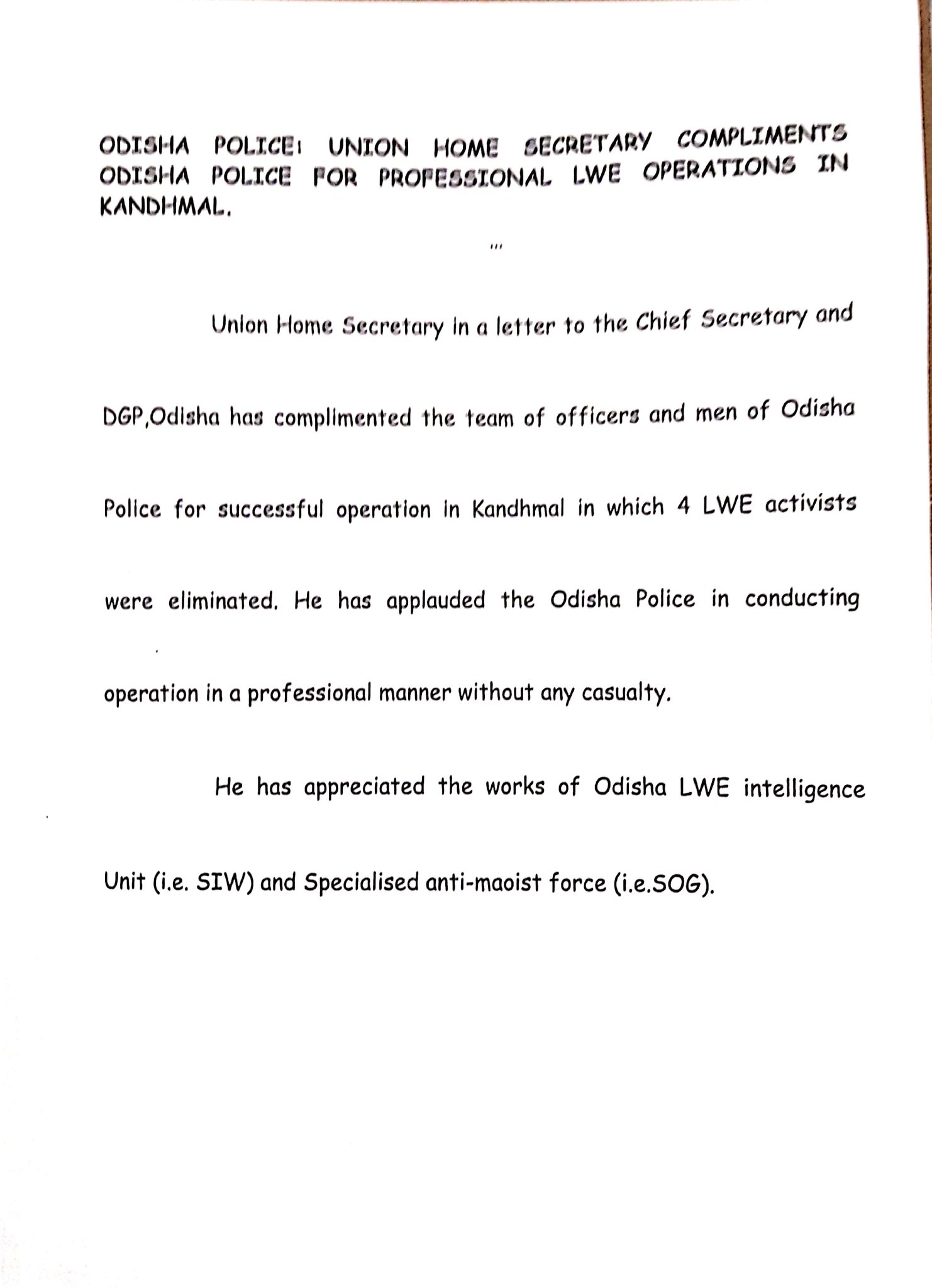 କନ୍ଧମାଳରେ ଏନକାଉଣ୍ଟର, 2 ମାଓବାଦୀ ନିହତ