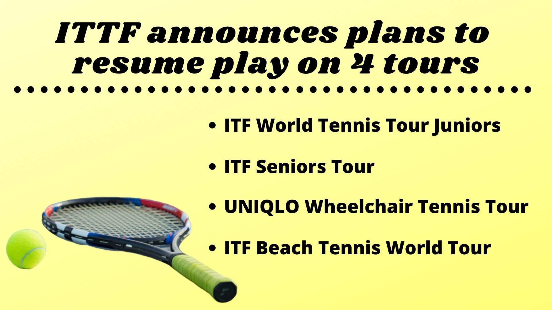 ITF announces plans to resume play on four tours