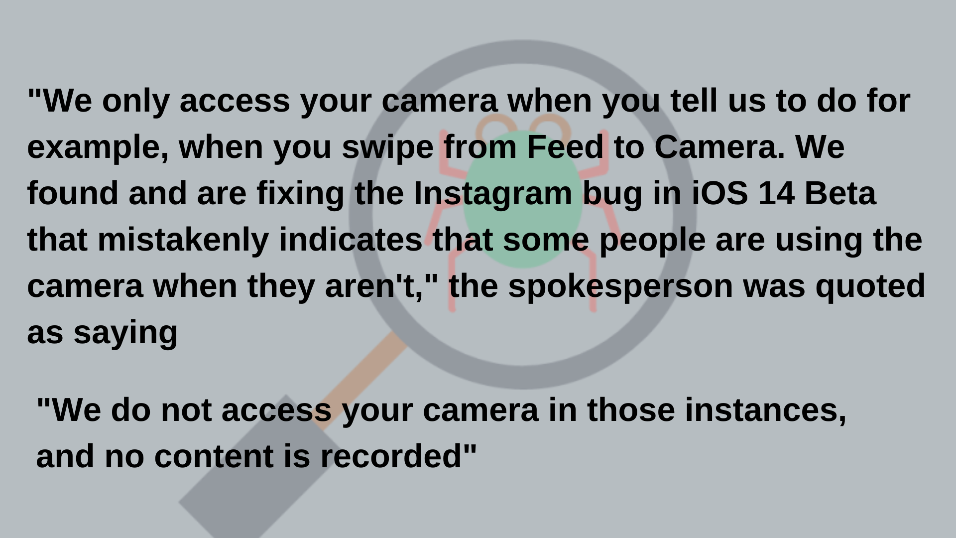 camera on indicator for iOS 14 Beta devices, instagram bug