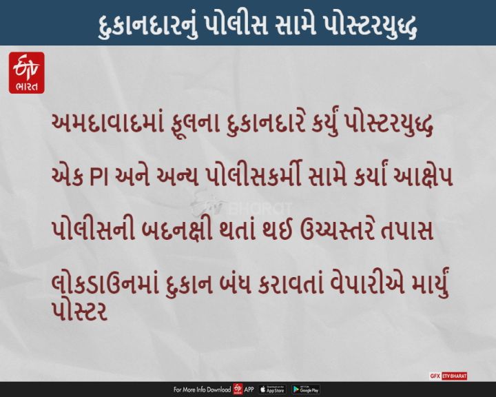 પોલીસ પર આક્ષેપ લગાવી પોસ્ટર લગાવતો અમદાવાદનો વેપારી, કેમ આમ કર્યું?