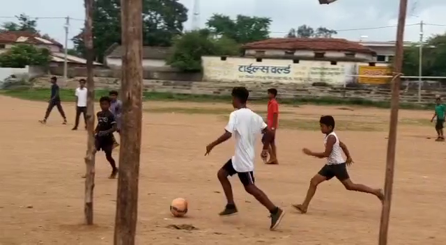 bad condition of football grounds in Dongargaon of rajnandgaon