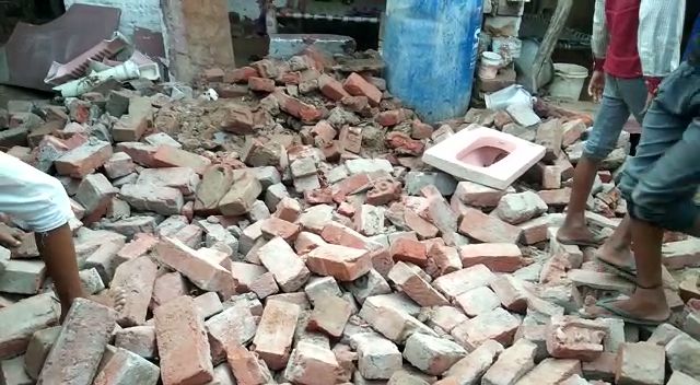 toilet collapsed in dholpur, toilet collapsed built over balcony