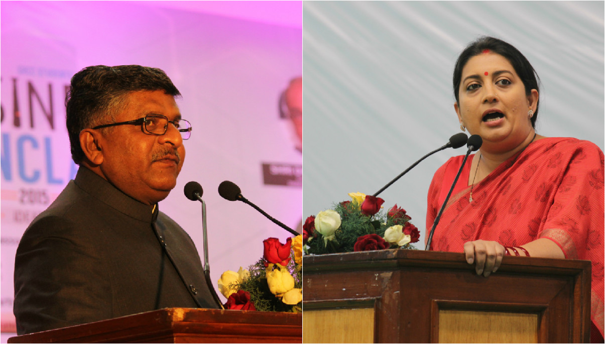 Union Ministers Ravi Shankar Prasad and Smriti Irani